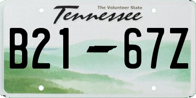 TN license plate B2167Z