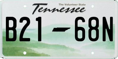 TN license plate B2168N
