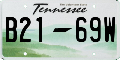TN license plate B2169W