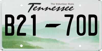 TN license plate B2170D