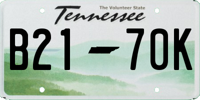 TN license plate B2170K