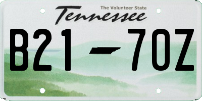 TN license plate B2170Z