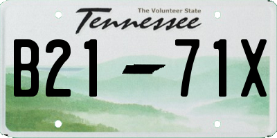 TN license plate B2171X