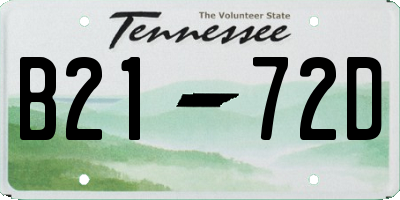 TN license plate B2172D