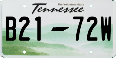 TN license plate B2172W