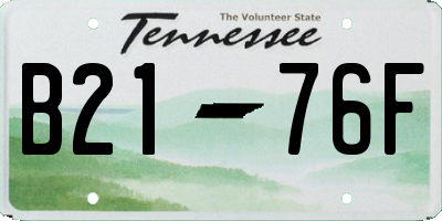 TN license plate B2176F