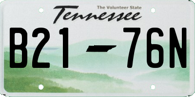 TN license plate B2176N