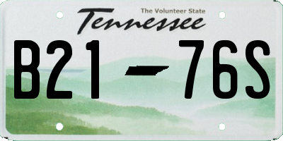 TN license plate B2176S