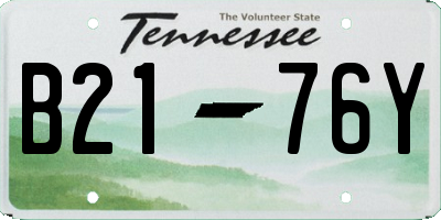 TN license plate B2176Y