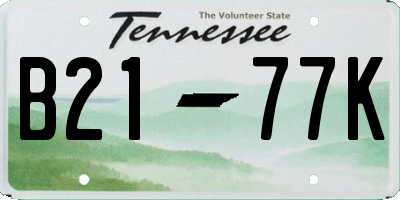 TN license plate B2177K
