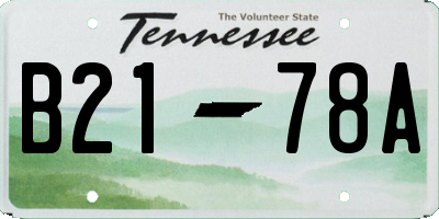 TN license plate B2178A