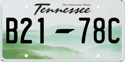 TN license plate B2178C