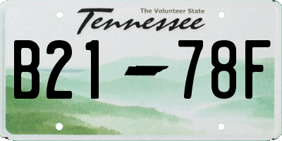 TN license plate B2178F