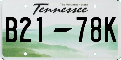 TN license plate B2178K