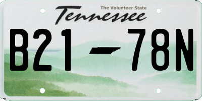 TN license plate B2178N