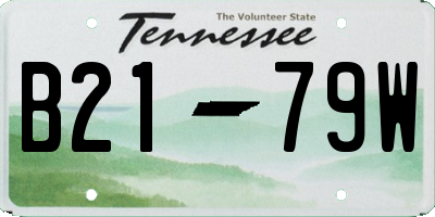 TN license plate B2179W