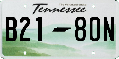 TN license plate B2180N
