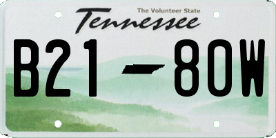 TN license plate B2180W