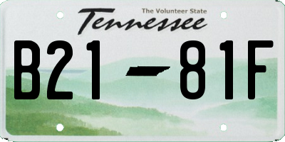 TN license plate B2181F