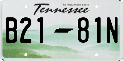 TN license plate B2181N