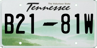 TN license plate B2181W