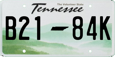 TN license plate B2184K