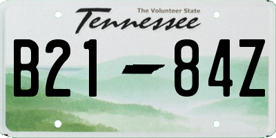 TN license plate B2184Z