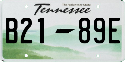 TN license plate B2189E