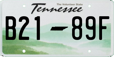 TN license plate B2189F