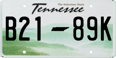 TN license plate B2189K