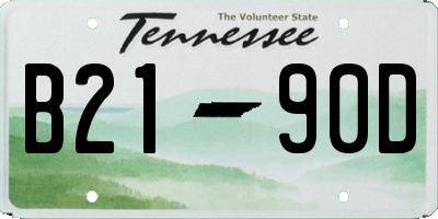 TN license plate B2190D