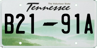 TN license plate B2191A