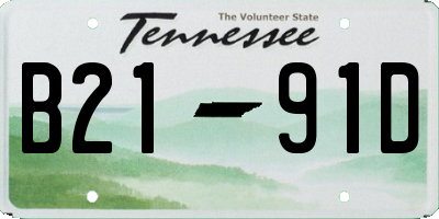 TN license plate B2191D