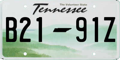 TN license plate B2191Z