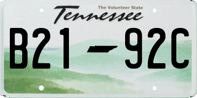 TN license plate B2192C