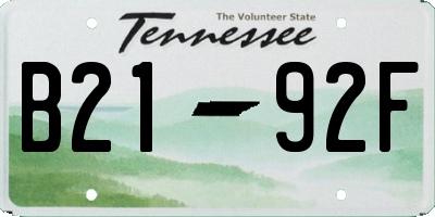 TN license plate B2192F