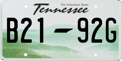 TN license plate B2192G