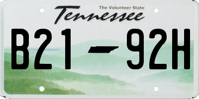 TN license plate B2192H