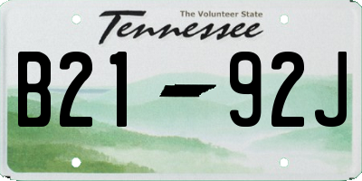 TN license plate B2192J
