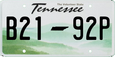TN license plate B2192P