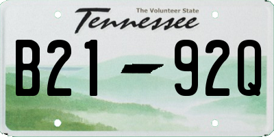TN license plate B2192Q