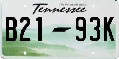 TN license plate B2193K