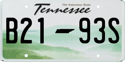 TN license plate B2193S