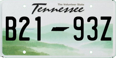 TN license plate B2193Z