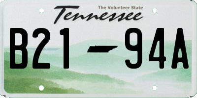TN license plate B2194A