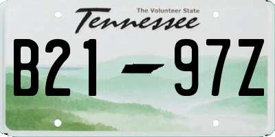 TN license plate B2197Z