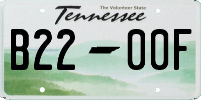 TN license plate B2200F