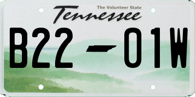 TN license plate B2201W