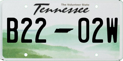 TN license plate B2202W