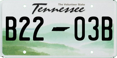 TN license plate B2203B